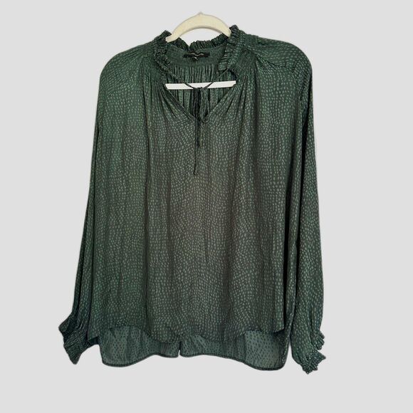 Ellen Weaver Silky Green Blouse Two Toned Size M Oversized Top Flowy - Picture 1 of 6